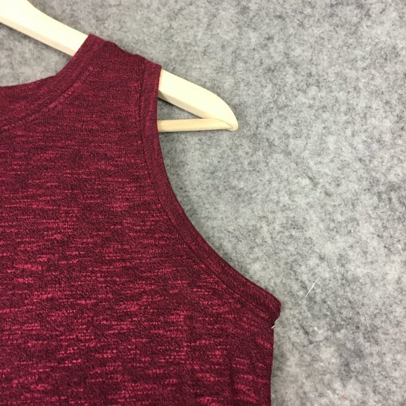 Mudd Tank Top Girls 12 Red Berry Sleeveless Heathered Slub Knit Round Neck Curve - Picture 3 of 11